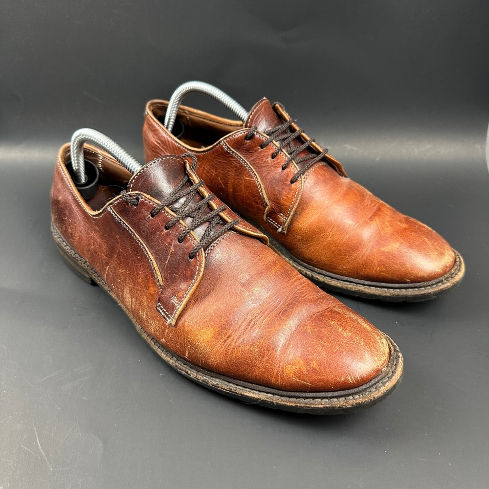 Allen Edmonds Black Hills Tan Leather Lug Sole Derby Shoes Mens 10.5 B USA Made